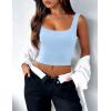 image:imageZeagoo Womens Sexy Square Neck Crop Top Light Blue Large