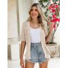 image:imageZeagoo Womens Short Sleeve 2026 Summer Crochet Cropped Cardigan V Neck Button up Bolero Shrug SweaterApricot