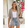 image:imageZeagoo Womens Short Sleeve 2026 Summer Crochet Cropped Cardigan V Neck Button up Bolero Shrug SweaterBeige