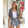 image:imageZeagoo Womens Short Sleeve 2026 Summer Crochet Cropped Cardigan V Neck Button up Bolero Shrug SweaterDark Grey