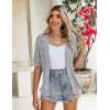 image:imageZeagoo Womens Short Sleeve 2026 Summer Crochet Cropped Cardigan V Neck Button up Bolero Shrug SweaterGrey