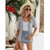 image:imageZeagoo Womens Short Sleeve 2026 Summer Crochet Cropped Cardigan V Neck Button up Bolero Shrug SweaterGrey