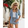 image:imageZeagoo Womens Short Sleeve 2026 Summer Crochet Cropped Cardigan V Neck Button up Bolero Shrug SweaterLight Blue