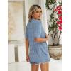 image:imageZeagoo Womens Short Sleeve 2026 Summer Crochet Cropped Cardigan V Neck Button up Bolero Shrug SweaterLight Blue