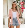 image:imageZeagoo Womens Short Sleeve 2026 Summer Crochet Cropped Cardigan V Neck Button up Bolero Shrug SweaterPink