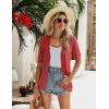 image:imageZeagoo Womens Short Sleeve 2026 Summer Crochet Cropped Cardigan V Neck Button up Bolero Shrug SweaterRed