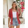 image:imageZeagoo Womens Short Sleeve 2026 Summer Crochet Cropped Cardigan V Neck Button up Bolero Shrug SweaterRed