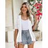image:imageZeagoo Womens Short Sleeve 2026 Summer Crochet Cropped Cardigan V Neck Button up Bolero Shrug SweaterWhite
