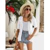 image:imageZeagoo Womens Short Sleeve 2026 Summer Crochet Cropped Cardigan V Neck Button up Bolero Shrug SweaterWhite