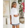 image:imageZeagoo Womens Short Sleeve 2026 Summer Crochet Cropped Cardigan V Neck Button up Bolero Shrug SweaterWhite