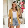 image:imageZeagoo Womens Short Sleeve 2026 Summer Crochet Cropped Cardigan V Neck Button up Bolero Shrug SweaterYellow