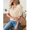 image:imageZeagoo Womens Short Sleeve Polo Sweater V Neck Knitted Spring Casual Work Tops Loose Pullover ShirtBeige