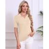 image:imageZeagoo Womens Short Sleeve Polo Sweater V Neck Knitted Spring Casual Work Tops Loose Pullover ShirtBeige