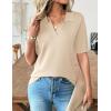 image:imageZeagoo Womens Short Sleeve Polo Sweater V Neck Knitted Spring Casual Work Tops Loose Pullover ShirtBeige
