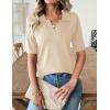 image:imageZeagoo Womens Short Sleeve Polo Sweater V Neck Knitted Spring Casual Work Tops Loose Pullover ShirtBeige