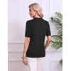 image:imageZeagoo Womens Short Sleeve Polo Sweater V Neck Knitted Spring Casual Work Tops Loose Pullover ShirtBlack