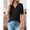 image:imageZeagoo Womens Short Sleeve Polo Sweater V Neck Knitted Spring Casual Work Tops Loose Pullover ShirtBlack