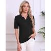 image:imageZeagoo Womens Short Sleeve Polo Sweater V Neck Knitted Spring Casual Work Tops Loose Pullover ShirtBlack