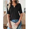 image:imageZeagoo Womens Short Sleeve Polo Sweater V Neck Knitted Spring Casual Work Tops Loose Pullover ShirtBlack
