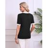 image:imageZeagoo Womens Short Sleeve Polo Sweater V Neck Knitted Spring Casual Work Tops Loose Pullover ShirtBlack White