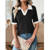 image:imageZeagoo Womens Short Sleeve Polo Sweater V Neck Knitted Spring Casual Work Tops Loose Pullover ShirtBlack White