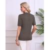image:imageZeagoo Womens Short Sleeve Polo Sweater V Neck Knitted Spring Casual Work Tops Loose Pullover ShirtBrown