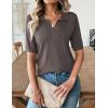 image:imageZeagoo Womens Short Sleeve Polo Sweater V Neck Knitted Spring Casual Work Tops Loose Pullover ShirtBrown