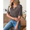 image:imageZeagoo Womens Short Sleeve Polo Sweater V Neck Knitted Spring Casual Work Tops Loose Pullover ShirtBrown