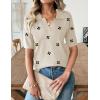 image:imageZeagoo Womens Short Sleeve Polo Sweater V Neck Knitted Spring Casual Work Tops Loose Pullover ShirtFloral Apricot