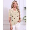 image:imageZeagoo Womens Short Sleeve Polo Sweater V Neck Knitted Spring Casual Work Tops Loose Pullover ShirtFloral Apricot