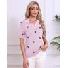 image:imageZeagoo Womens Short Sleeve Polo Sweater V Neck Knitted Spring Casual Work Tops Loose Pullover ShirtFloral Pink