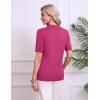 image:imageZeagoo Womens Short Sleeve Polo Sweater V Neck Knitted Spring Casual Work Tops Loose Pullover ShirtHot Pink