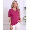 image:imageZeagoo Womens Short Sleeve Polo Sweater V Neck Knitted Spring Casual Work Tops Loose Pullover ShirtHot Pink