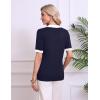image:imageZeagoo Womens Short Sleeve Polo Sweater V Neck Knitted Spring Casual Work Tops Loose Pullover ShirtNavy White