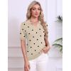 image:imageZeagoo Womens Short Sleeve Polo Sweater V Neck Knitted Spring Casual Work Tops Loose Pullover ShirtPolka Dot Apricot