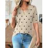 image:imageZeagoo Womens Short Sleeve Polo Sweater V Neck Knitted Spring Casual Work Tops Loose Pullover ShirtPolka Dot Apricot