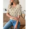 image:imageZeagoo Womens Short Sleeve Polo Sweater V Neck Knitted Spring Casual Work Tops Loose Pullover ShirtPolka Dot Apricot