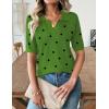 image:imageZeagoo Womens Short Sleeve Polo Sweater V Neck Knitted Spring Casual Work Tops Loose Pullover ShirtPolka Dot Green