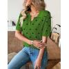 image:imageZeagoo Womens Short Sleeve Polo Sweater V Neck Knitted Spring Casual Work Tops Loose Pullover ShirtPolka Dot Green