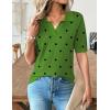 image:imageZeagoo Womens Short Sleeve Polo Sweater V Neck Knitted Spring Casual Work Tops Loose Pullover ShirtPolka Dot Green