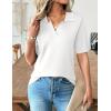 image:imageZeagoo Womens Short Sleeve Polo Sweater V Neck Knitted Spring Casual Work Tops Loose Pullover ShirtWhite