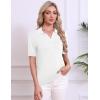 image:imageZeagoo Womens Short Sleeve Polo Sweater V Neck Knitted Spring Casual Work Tops Loose Pullover ShirtWhite