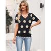 image:imageZeagoo Womens Short Sleeve Sweater 2026 Spring Summer V Neck Lightweight Tops Dressy Blouses Business Casual OutfitsAflower Black