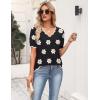 image:imageZeagoo Womens Short Sleeve Sweater 2026 Spring Summer V Neck Lightweight Tops Dressy Blouses Business Casual OutfitsAflower Black