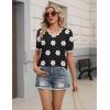 image:imageZeagoo Womens Short Sleeve Sweater 2026 Spring Summer V Neck Lightweight Tops Dressy Blouses Business Casual OutfitsAflower Black