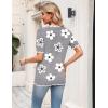 image:imageZeagoo Womens Short Sleeve Sweater 2026 Spring Summer V Neck Lightweight Tops Dressy Blouses Business Casual OutfitsAflower Grey