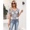 image:imageZeagoo Womens Short Sleeve Sweater 2026 Spring Summer V Neck Lightweight Tops Dressy Blouses Business Casual OutfitsAflower Grey