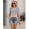 image:imageZeagoo Womens Short Sleeve Sweater 2026 Spring Summer V Neck Lightweight Tops Dressy Blouses Business Casual OutfitsAgreykhaki