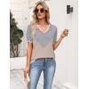 image:imageZeagoo Womens Short Sleeve Sweater 2026 Spring Summer V Neck Lightweight Tops Dressy Blouses Business Casual OutfitsAgreykhaki