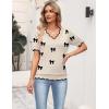 image:imageZeagoo Womens Short Sleeve Sweater 2026 Spring Summer V Neck Lightweight Tops Dressy Blouses Business Casual OutfitsAkhaki Bow